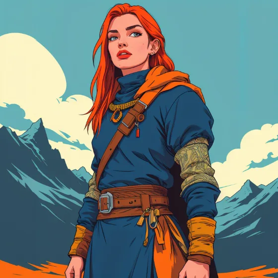 Illustrated portrait representing The Warrioress archetype